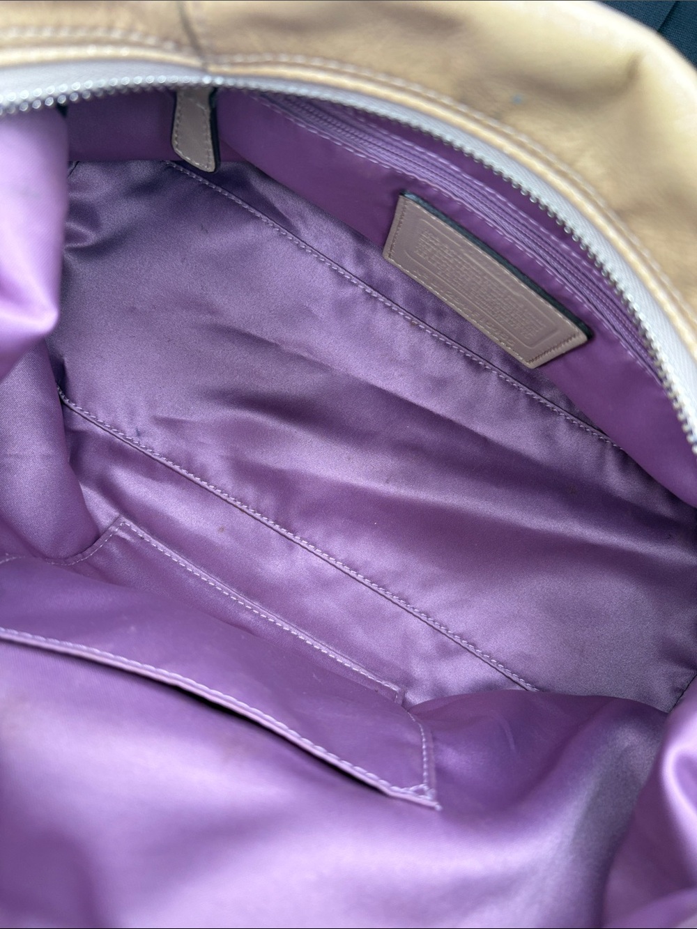 Coach Beige/Tan Leather Shoulder Satchel with Removable Strap - Picture 8 of 11